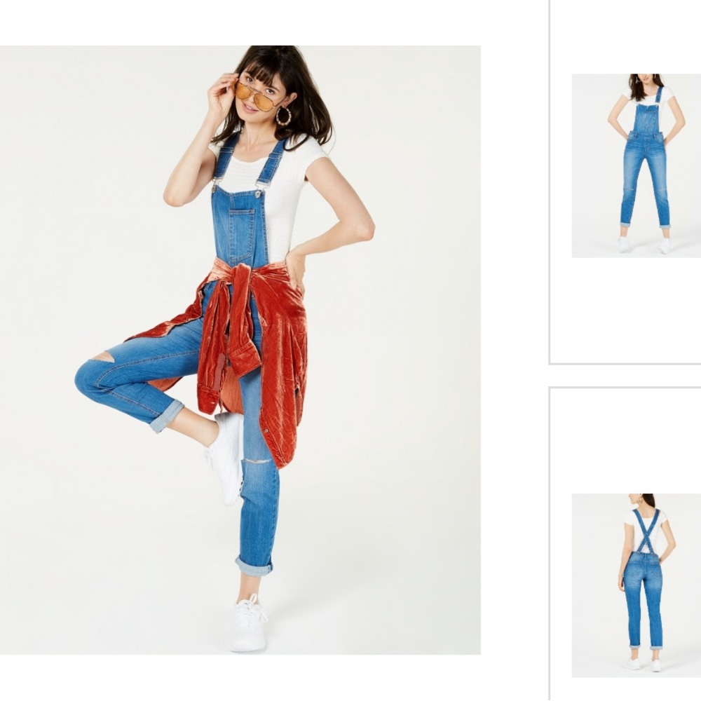 Dollhouse Blue Denim Overalls with Tapered Leg and Adjustable Straps